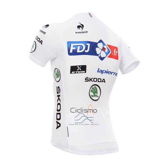 Fdj Lider Ropa Ciclismo Culotte Corto 2014 Hombre Mangas Cortas Blanco